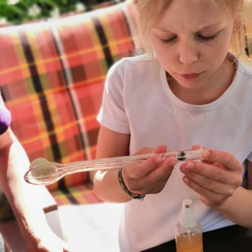 Kind mit Imkerwerkzeug