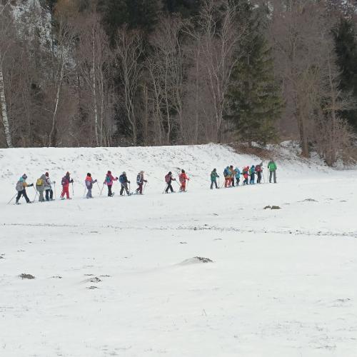 Kinder beim Schneeschuhwandern